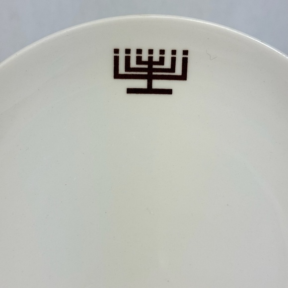 VTG 1970-80s Shenango China Menorah Bread Plates Judaica Restaurant Ware Set/4 - Picture 3 of 12